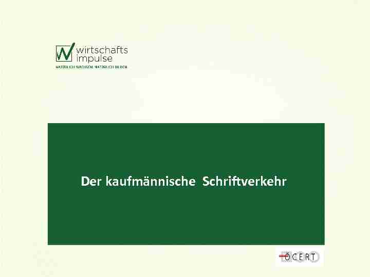 [PDF] Der kaufmännische Schriftverkehr - WIRTSCHAFTSIMPULSE