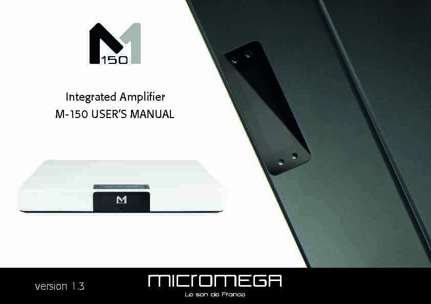Integrated Amplifier M-150 USERS MANUAL