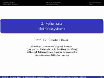 Prof. Dr. Christian Baun – 2. Foliensatz Betriebssysteme