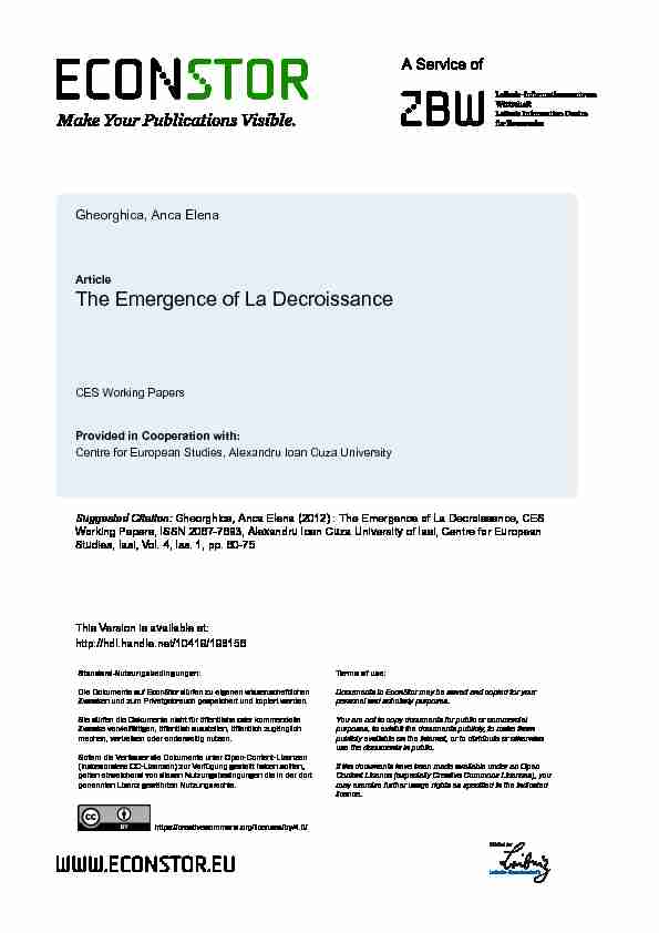 [PDF] The Emergence of La Decroissance - econstor
