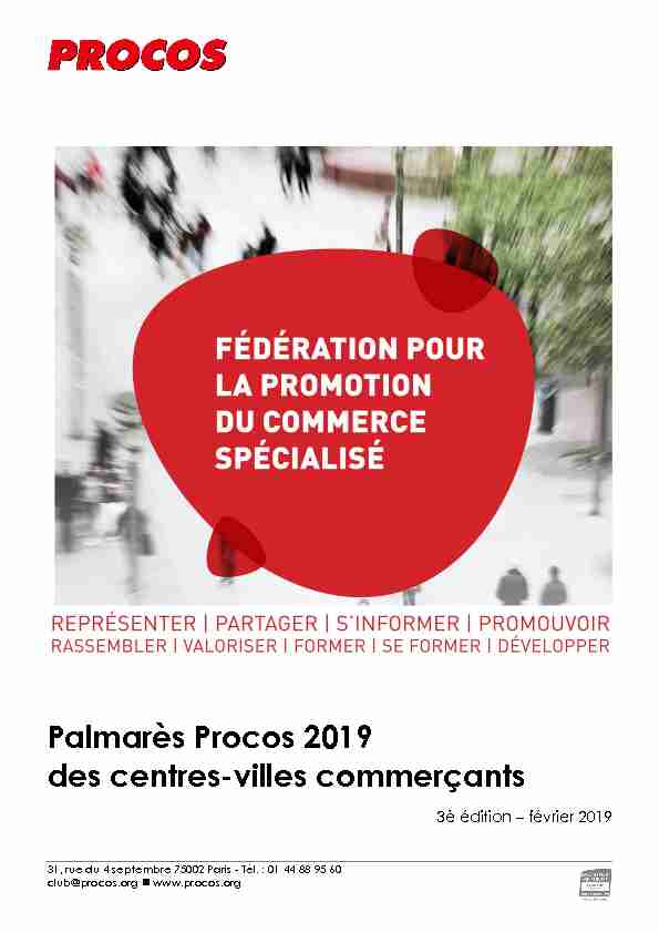 Palmarès Procos 2019 des centres-villes commerçants