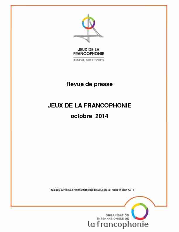 Revue de presse JEUX DE LA FRANCOPHONIE octobre 2014