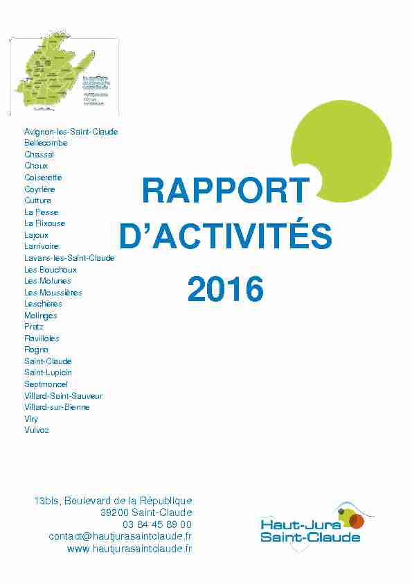 RAPPORT DACTIVITÉS 2016