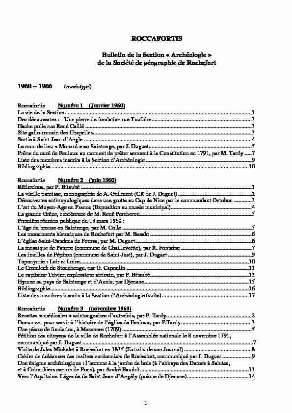 ROCCAFORTIS Bulletin de la Section « Archéologie » de la Société