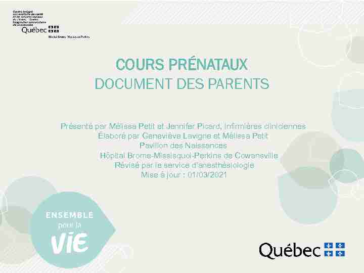 Cours Prénataux Document des parents