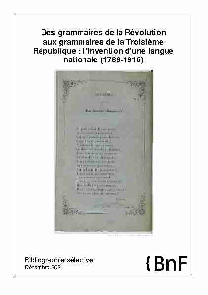 Grammaires françaises - Bibliographie