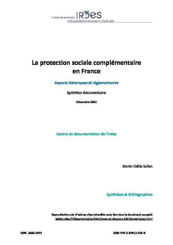 La protection sociale complémentaire en France
