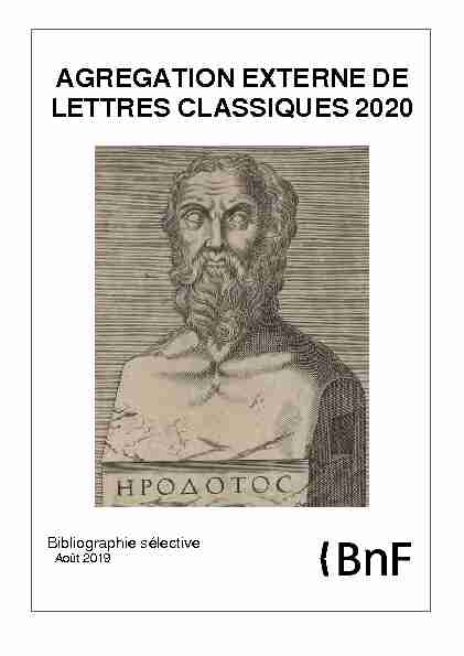 Agrégation de lettres classiques 2020 - Bibliographie