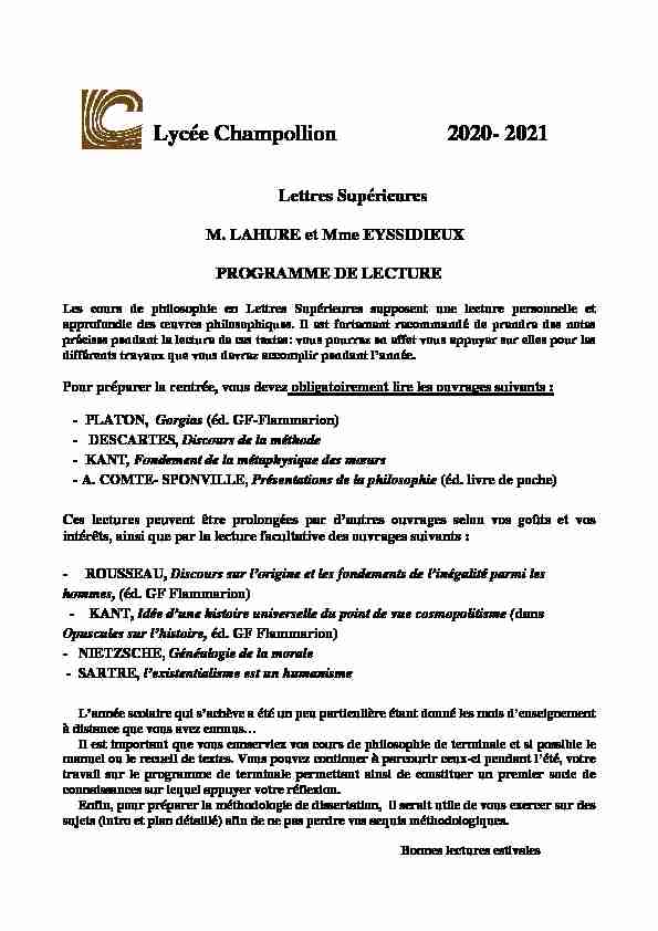 [PDF] bibliographie philo LSup 2020-21 - Lycée Champollion