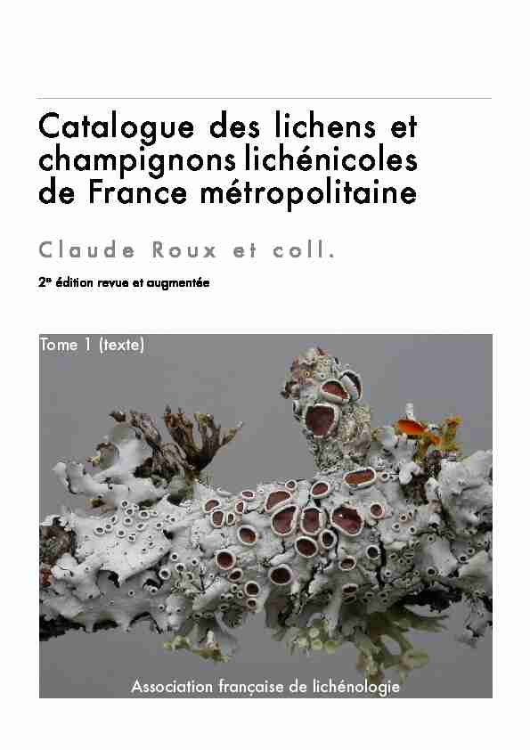 Catalogue des lichens et champignons lichénicoles de France