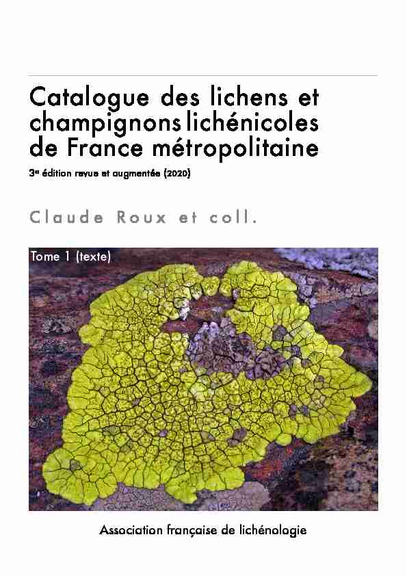 Catalogue des lichens et champignons lichénicoles de France