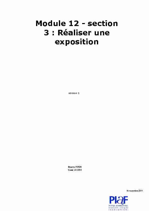 Module 12 - section 3 : Réaliser une exposition