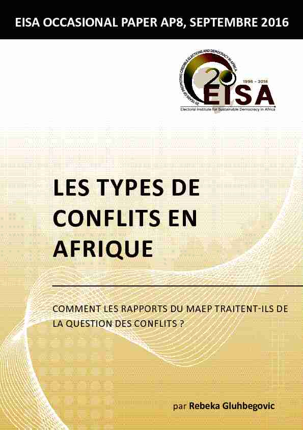LES TYPES DE CONFLITS EN AFRIQUE