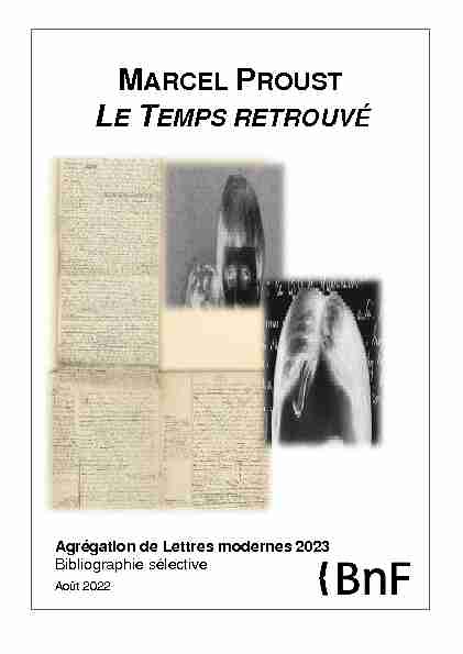 Marcel Proust Le Temps fetrouvé : agrégation de lettres modernes