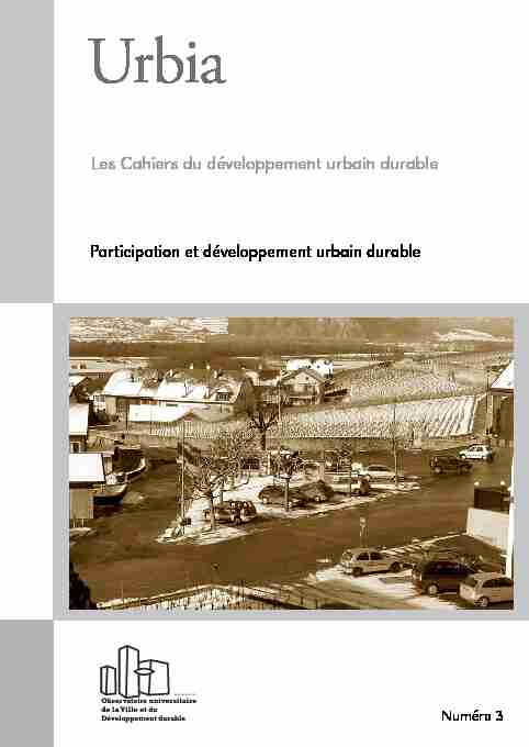 Les Cahiers du développement urbain durable