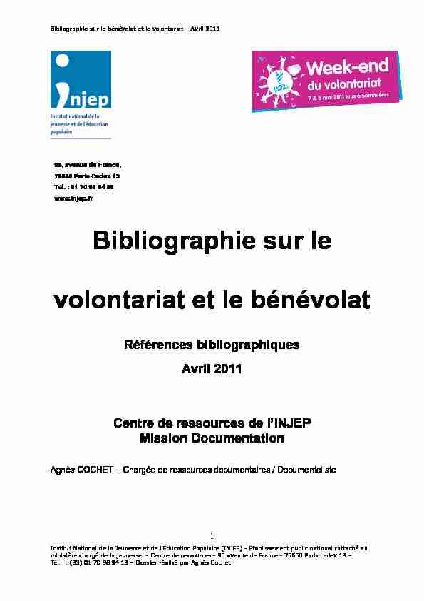 Bibliographie Benevolat Volontariat_avril 2011