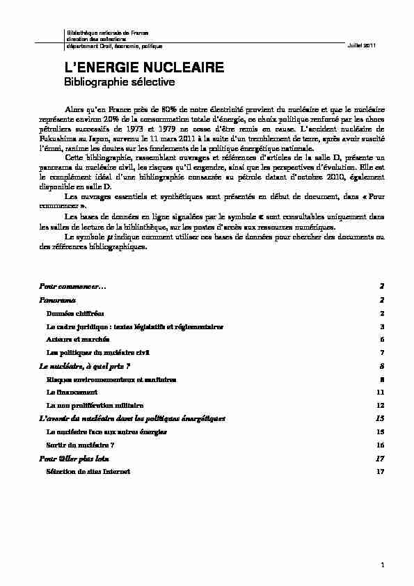 [PDF] Lénergie nucléaire - Bibliographie sélective - International Nuclear