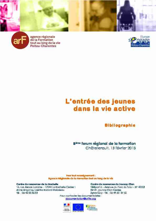 [PDF] Lentrée des jeunes dans la vie active - Cap Métiers Nouvelle