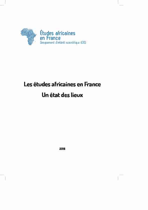 Les études africaines en France Un état des lieux