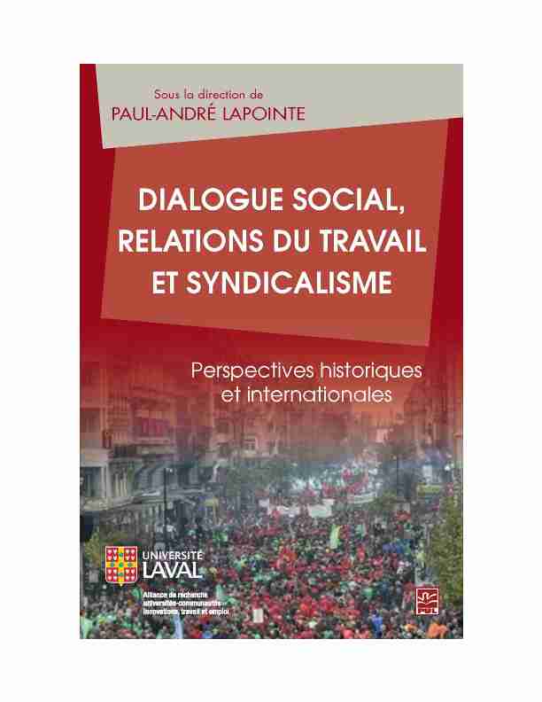 Dialogue social relations du travail et syndicalisme Perspectives