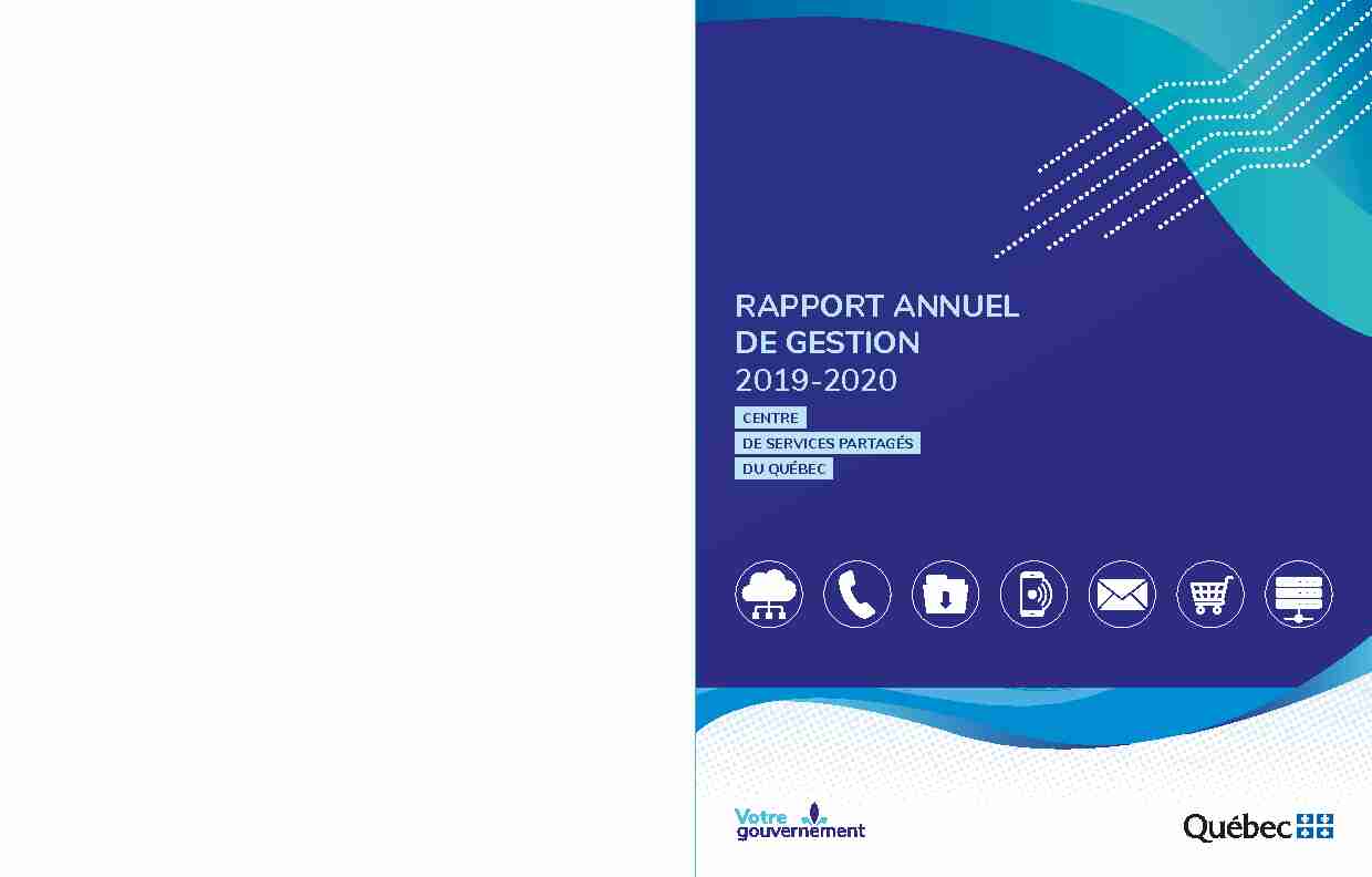 Rapport annuel de gestion du Centre de services partagés du