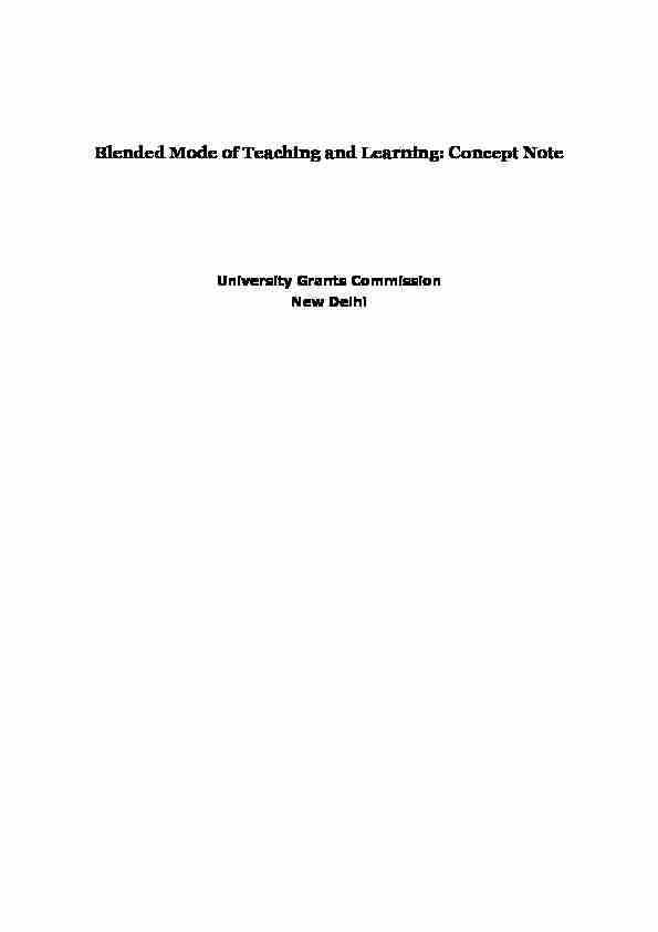 Blended Mode of Teaching and Learning: Concept Note