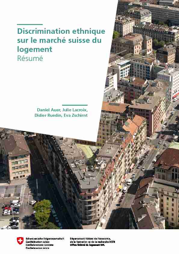 Discrimination ethnique sur le marché suisse du logement. Résumé