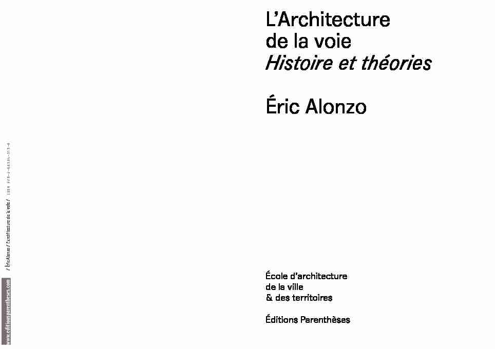 LArchitecture de la voie Histoire et théories Éric Alonzo