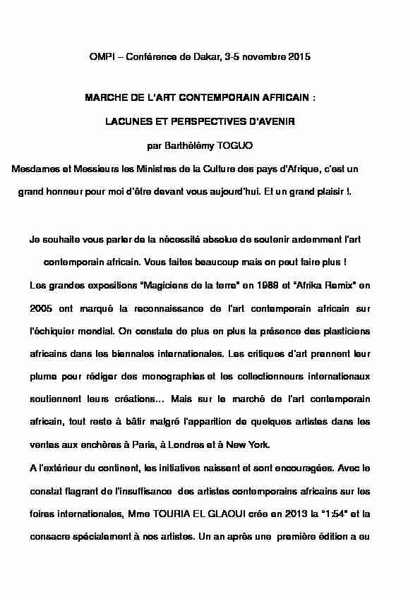 [PDF] Marché de lart contemporain africain - WIPO
