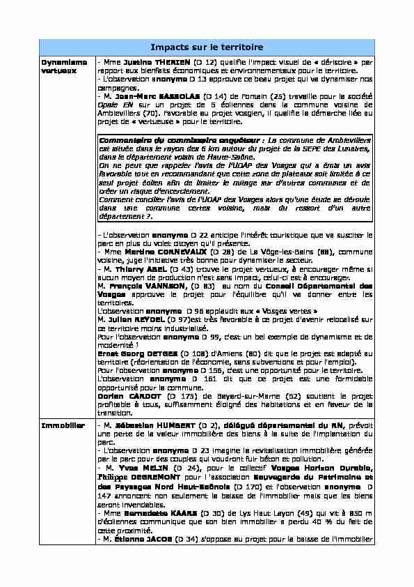 [PDF] Impacts sur le territoire - Les services de lÉtat dans les Vosges