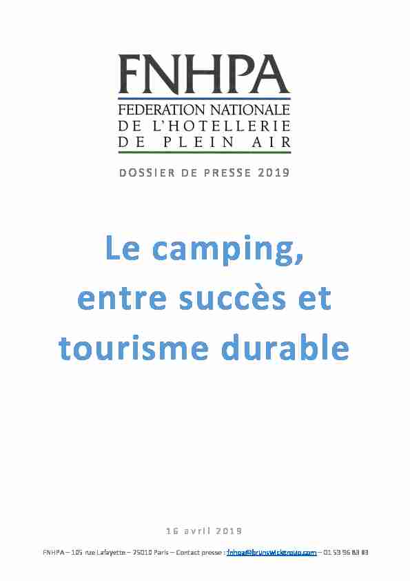 Le camping entre succès et tourisme durable