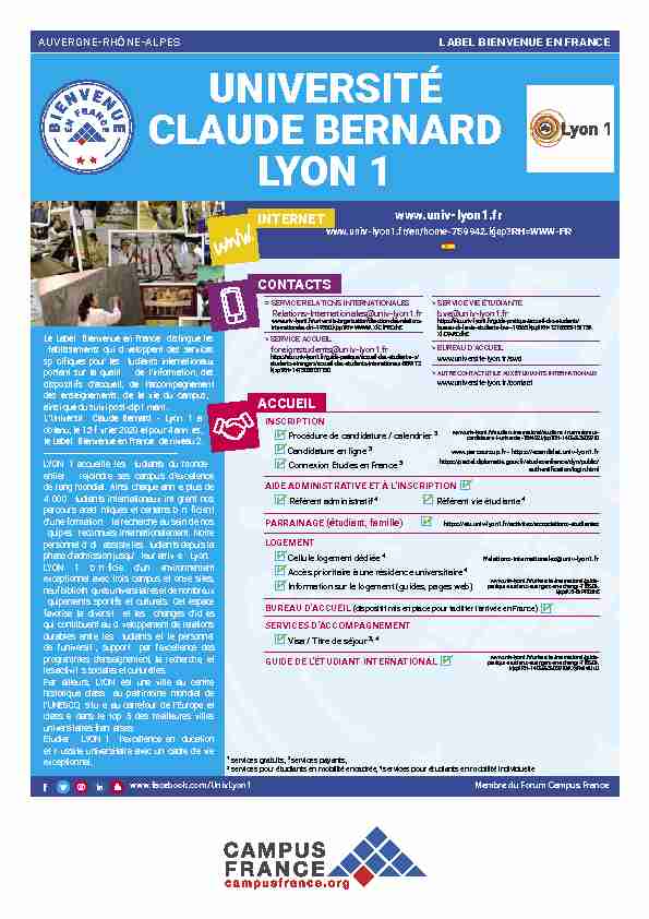 [PDF] Université Lyon 1 (Claude Bernard ) - Campus France