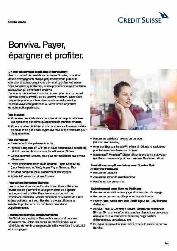 [PDF] Bonviva Payer, épargner et profiter - Credit Suisse