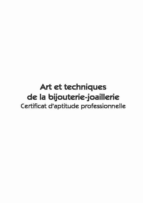 [PDF] Art et techniques de la bijouterie-joaillerie - Eduscol - Ministère de l