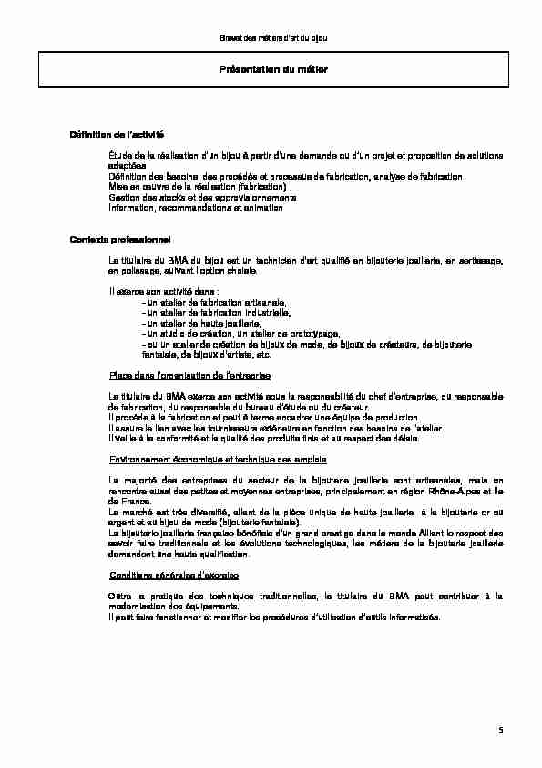 [PDF] Présentation du métier - Eduscol