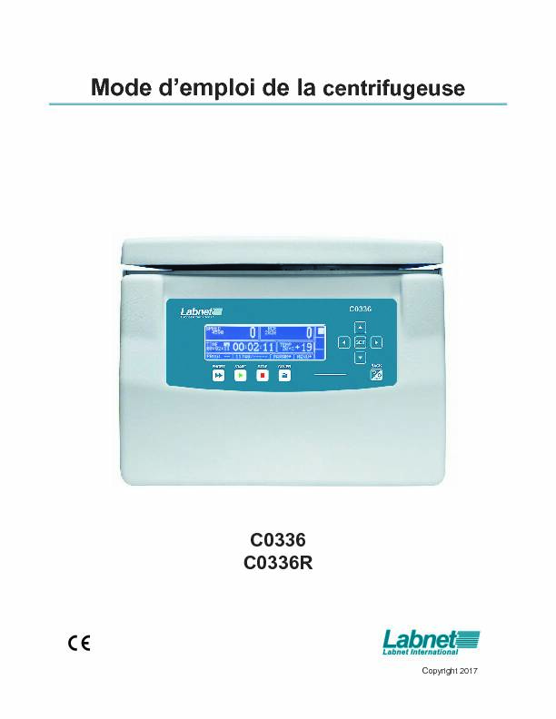 [PDF] Mode demploi de la centrifugeuse - Labnet International