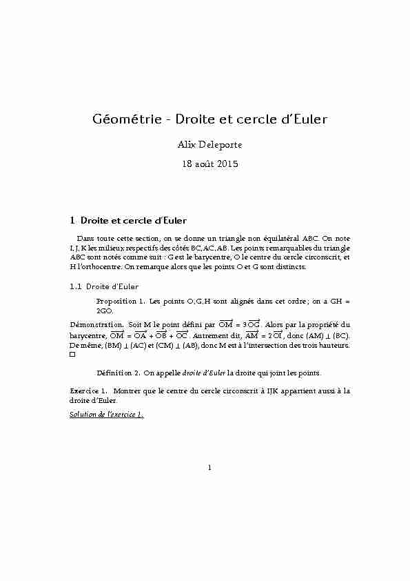 [PDF] Géométrie - Droite et cercle dEuler - deleportenet