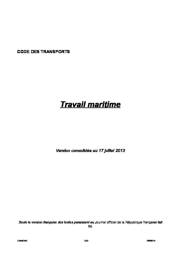 [PDF] Travail maritime - Ministère de la Transition écologique