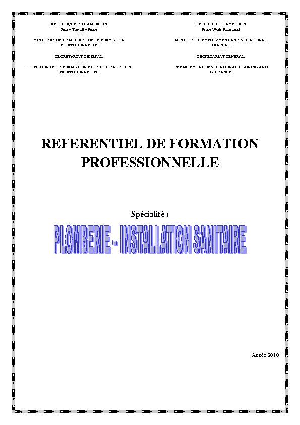 REFERENTIEL DE FORMATION PROFESSIONNELLE