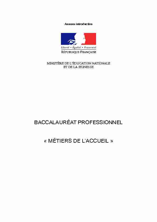 [PDF] BACCALAURÉAT PROFESSIONNEL « MÉTIERS DE LACCUEIL »