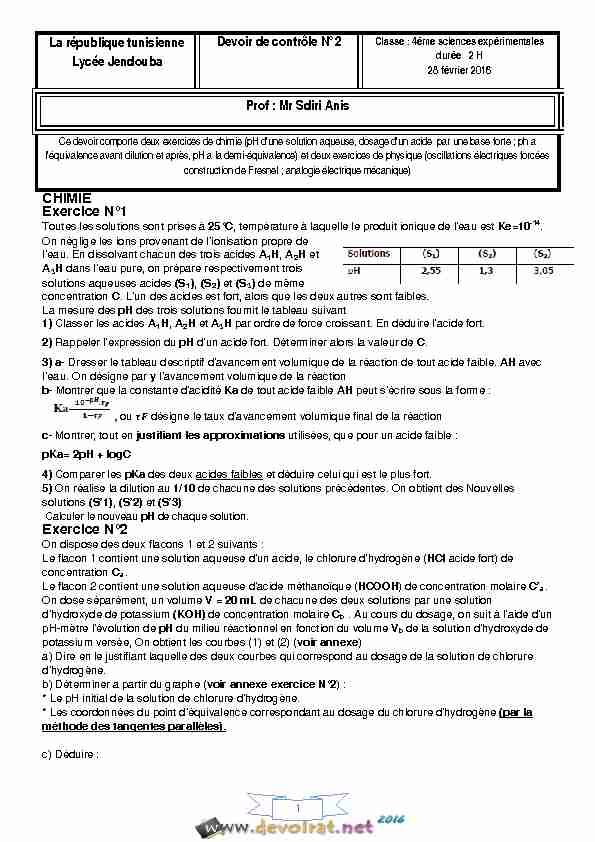 [PDF] La république tunisienne Lycée Jendouba Devoir de contrôle N°2