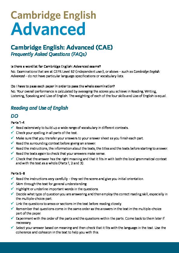 [PDF] Advanced (CAE) - Cambridge English