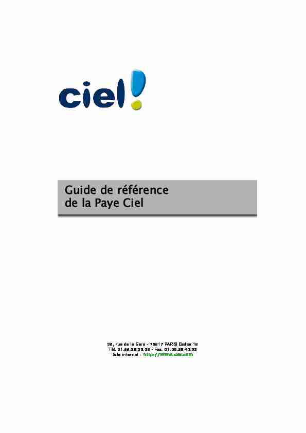 [PDF] Guide de référence de la Paye Ciel - Audentia