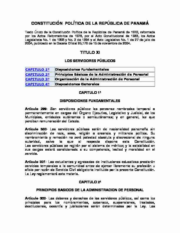 [PDF] CONSTITUCIÓN POLÍTICA DE LA REPÚBLICA DE PANAMÁ