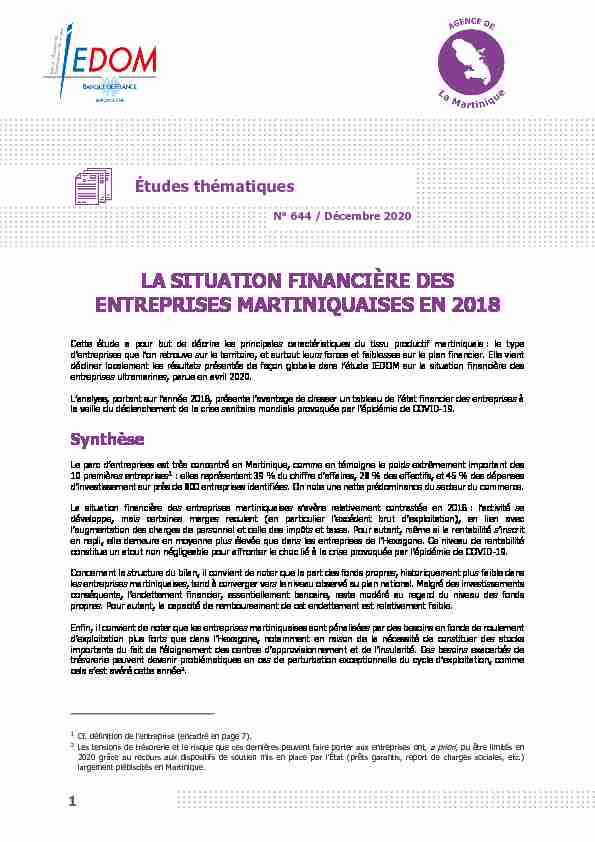 La situation financière des entreprises martiniquaises en 2018 vf