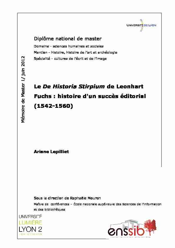 Le De Historia Stirpium de Leonhart Fuchs : histoire dun succès