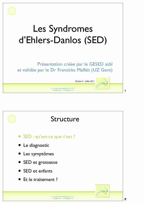 Les Syndromes dEhlers-Danlos (SED)