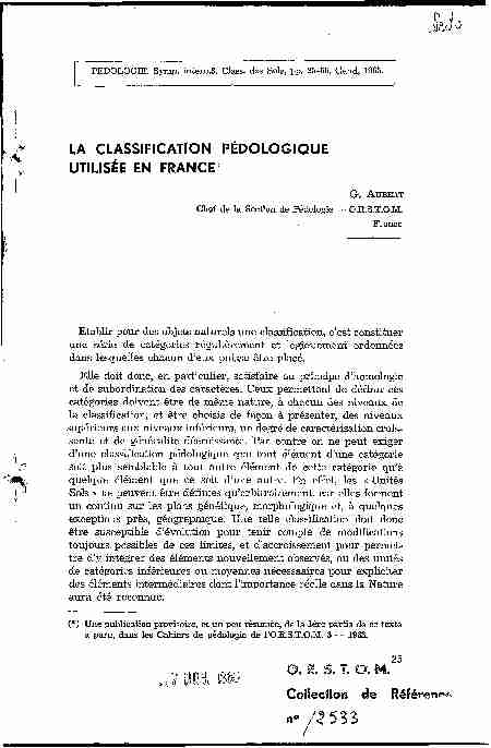 La classification pédologique utilisée en France