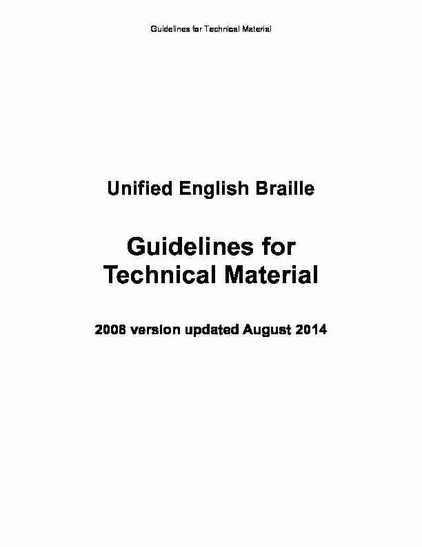 Guidelines for Technical Material