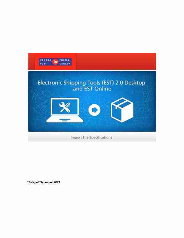 Electronic Shipping Tools Import File Specifications
